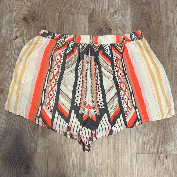 MinkPink Mayan Temple Orange Sequin Aztec Festival Shorts - 8