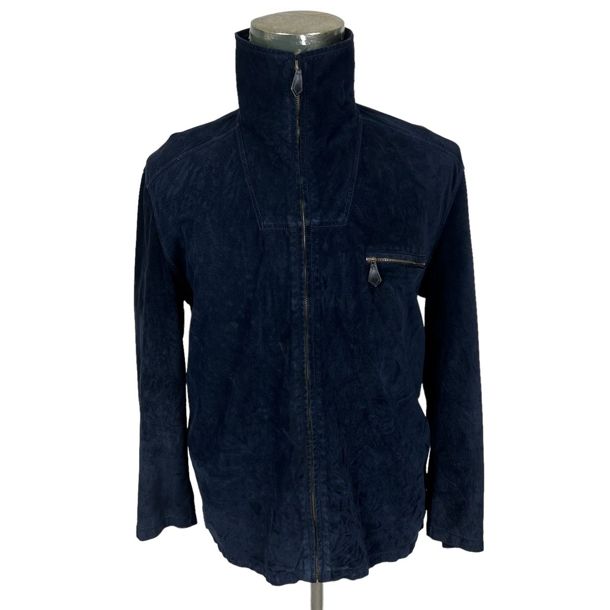 Vintage Hermes Blue Velvet Leather Jacket - 1
