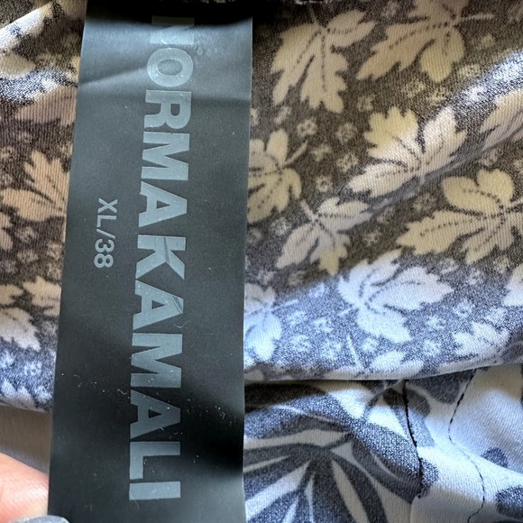 Norma Kamali Side Stripe Floral Print Jogger Pants Pull On Ankle White Black XL - 4