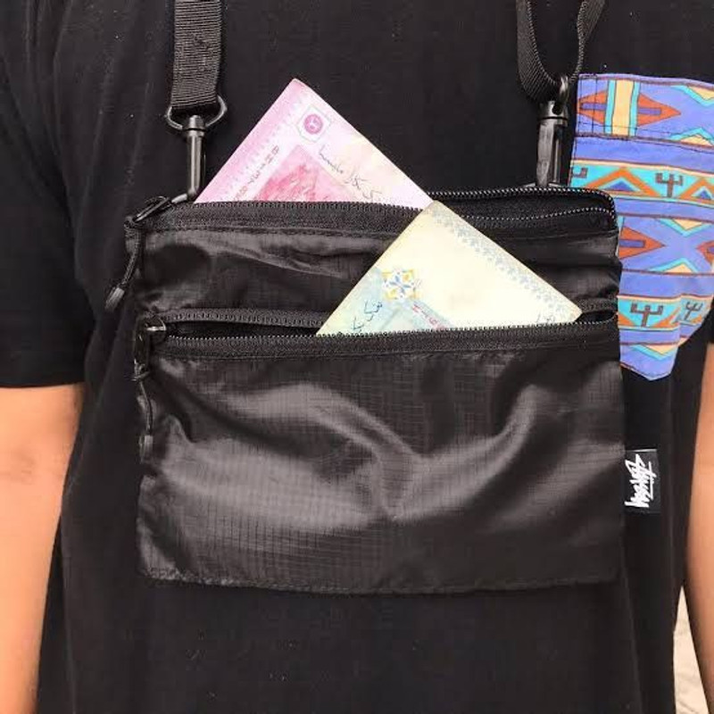Vintage - Stussy RARE RIPSTOP Black POUCH - 1