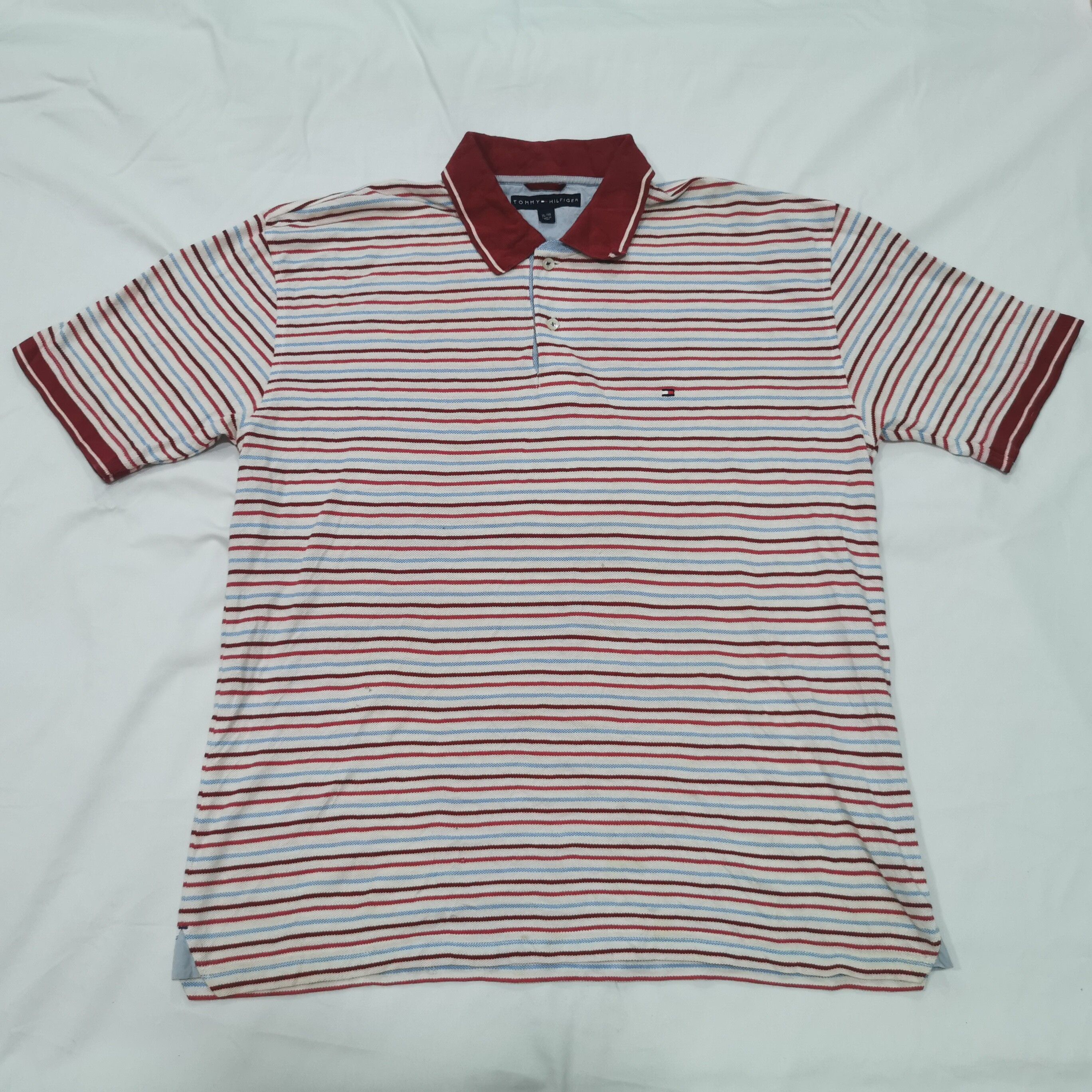 Vintage Tommy Hilfiger Retro Striped Polo Shirt - 1