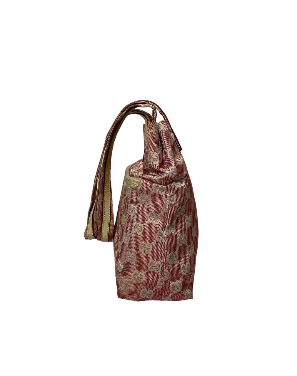 Vtg🔥Authentic Gucci Monogram GG Pink Mini Tote bag - 4