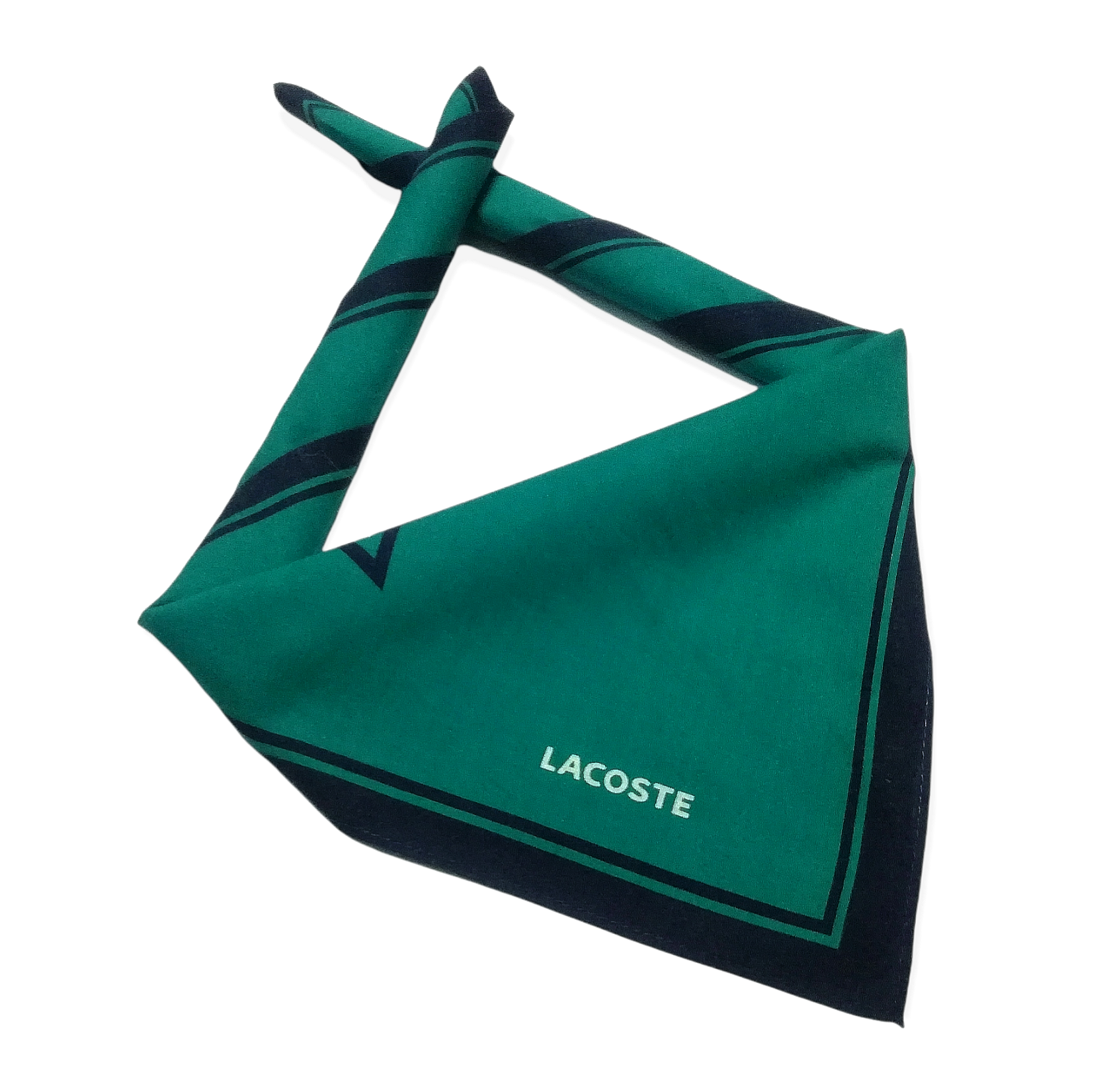 Vintage Lacoste Green Bandana Handkerchief Luxury Style - 2