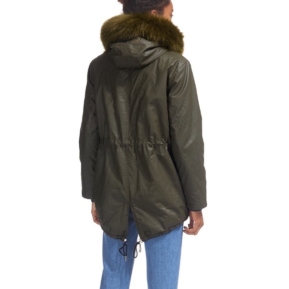 Whistles “Karlie” Olive Waxy Fur Trim Parka - 2