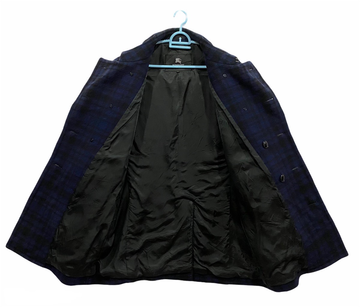 Burberry Black Label Double Breasted Checked Wool Coat Jacket - 6