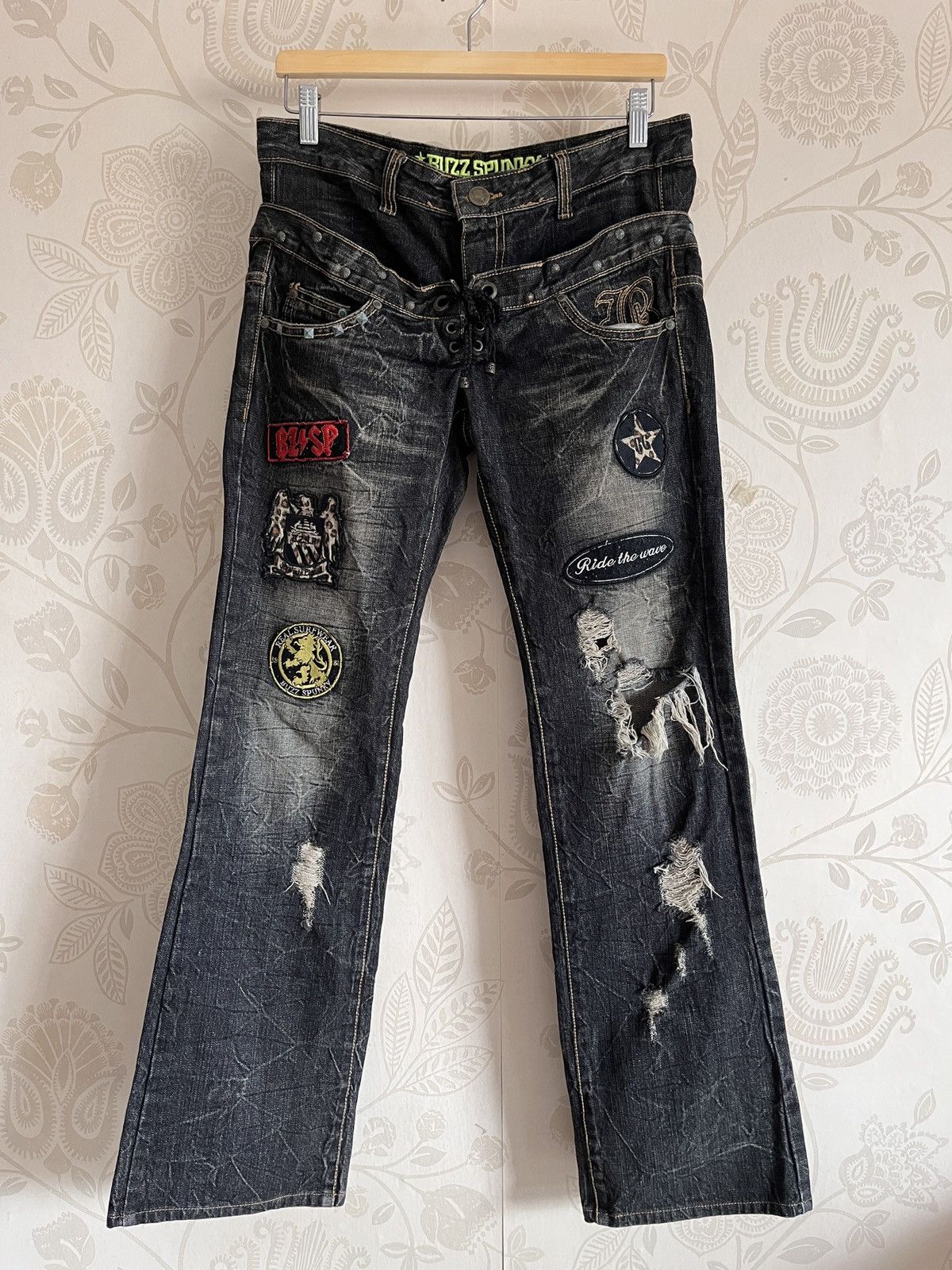 Buzz Rickson's - Rare Distressed Undercover Double Waist Buzz Spunky Jeans - 24