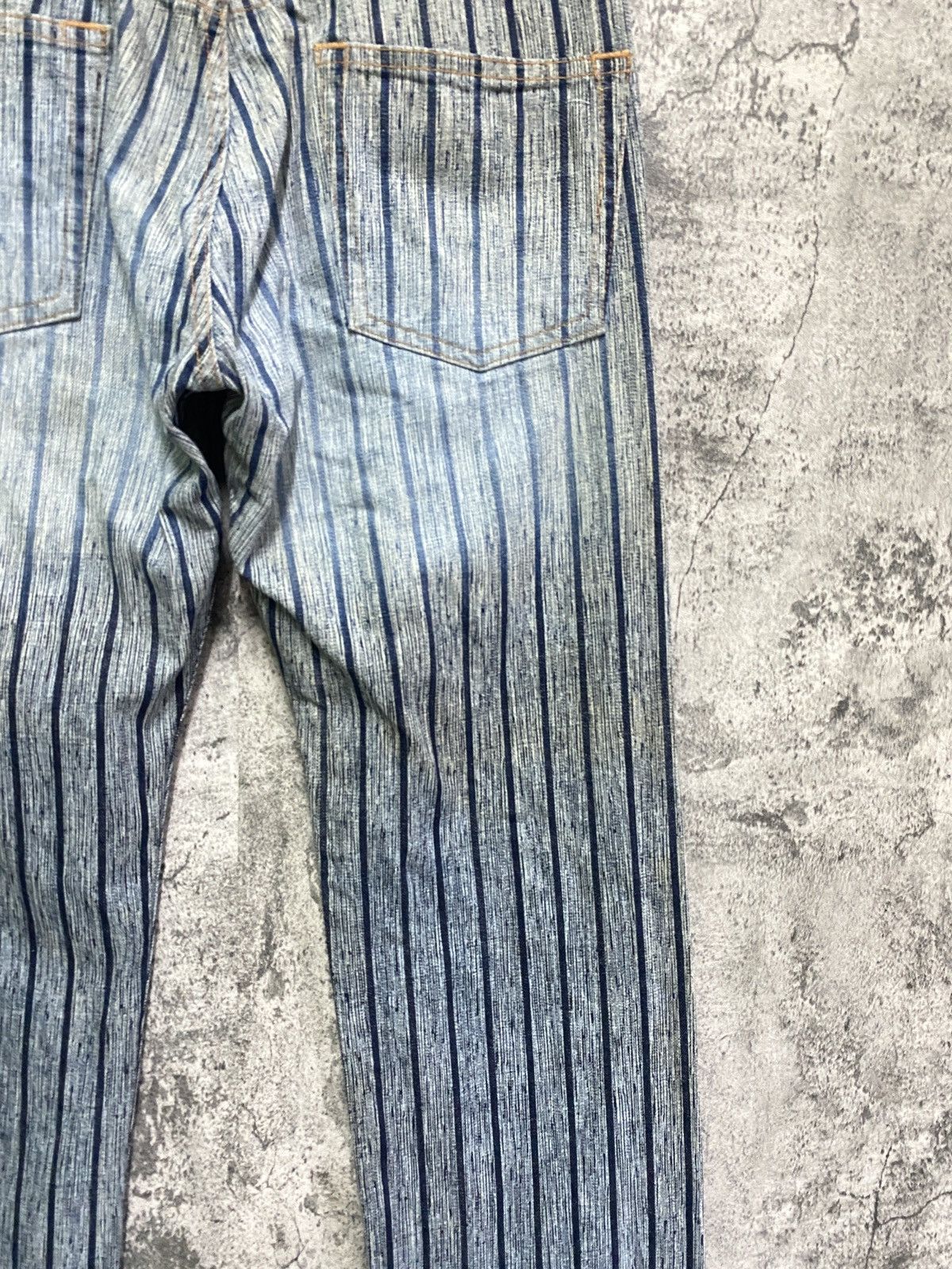 Vintage BLUE WAY Striped Blue Faded Denim - 11