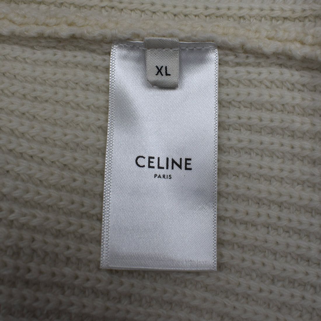 CELINE Cream Wool Sequin Logo Crewneck Sweater - 10