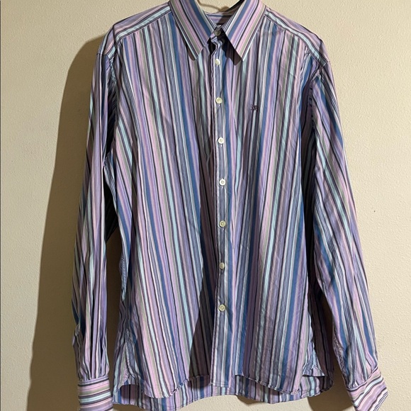 Burberry London Purple Multi Striped Shirt Vintage - 6