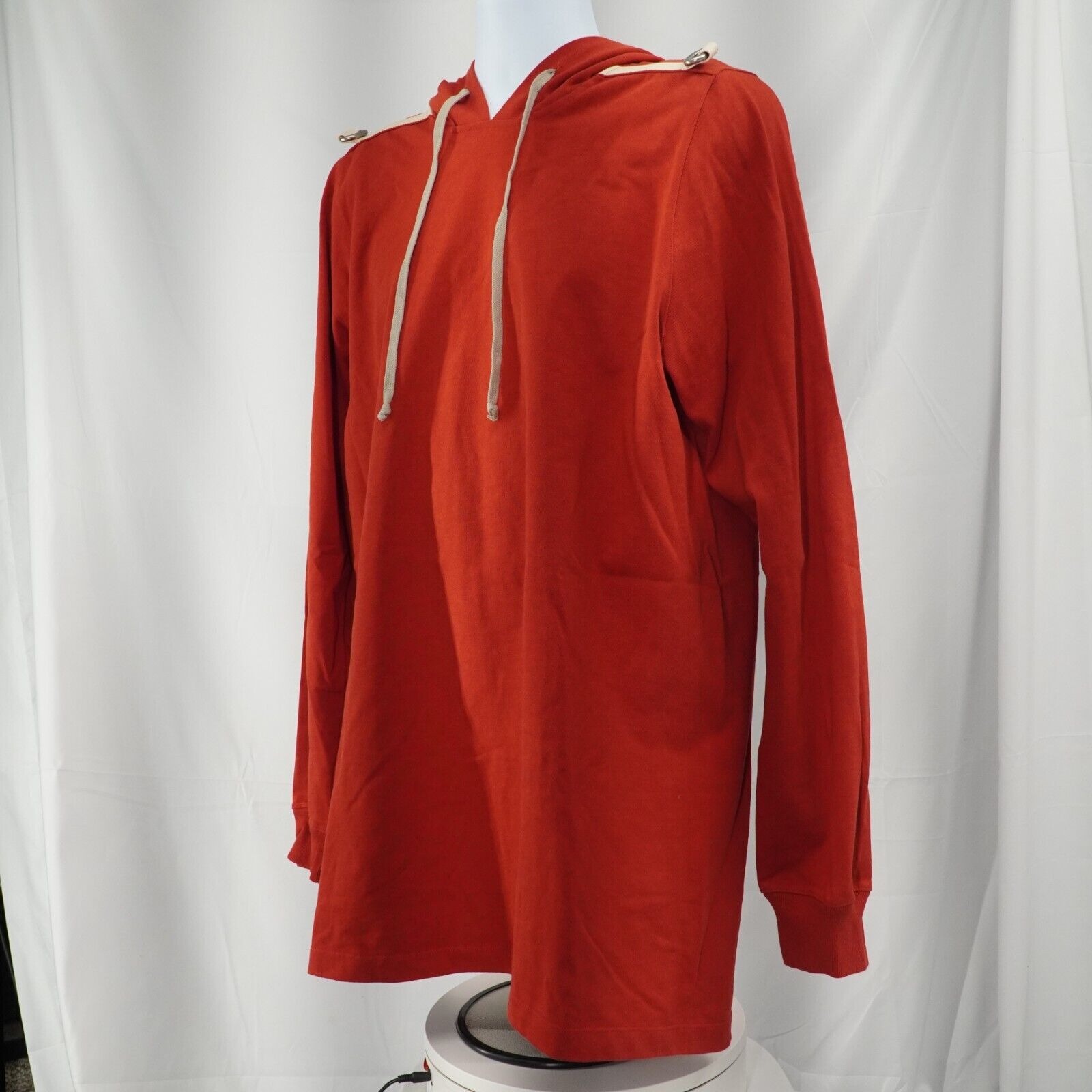 Knit Hoodie Sweater Longline Cardinal Red Natural D Rings - 5