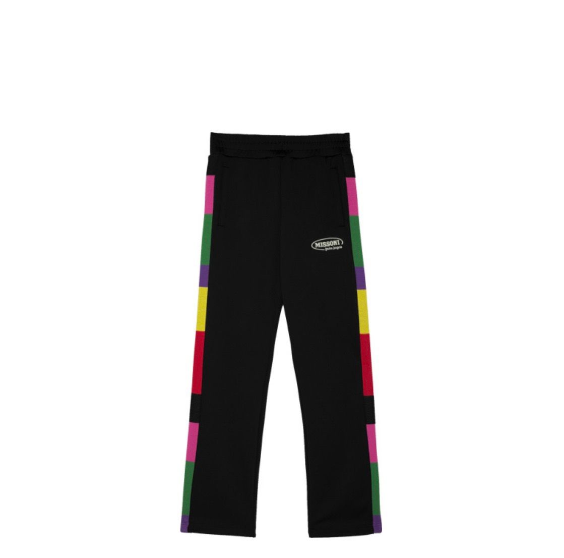 Side rainbow color stripe track pants - 1
