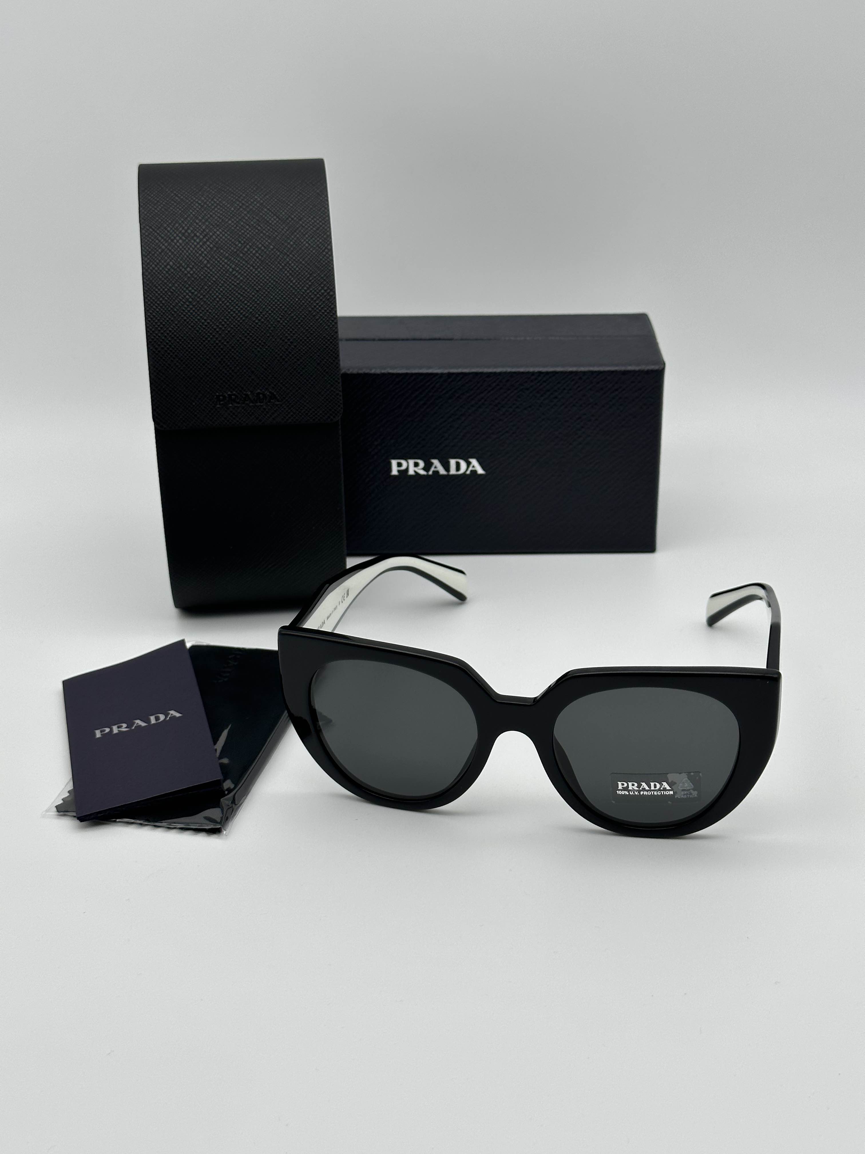 BRAND NEW PRADA PR14WS 09Q5S0 Black/Talc Dark Grey Women Sunglasses - 7