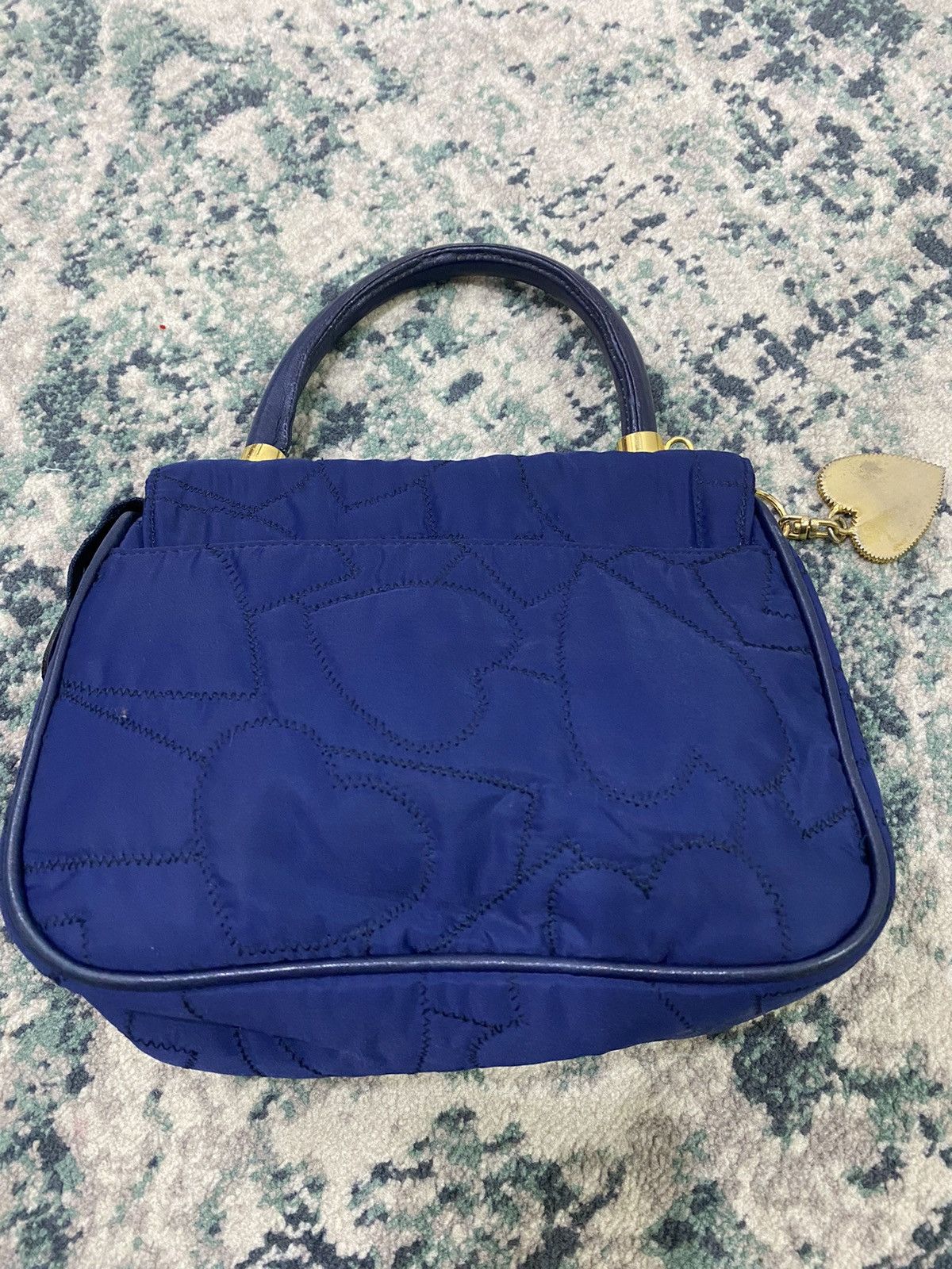 Vintage Moshino Quilted Blue Love Hand Carry Bag - 6