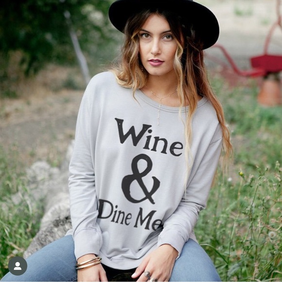 Royal Rabbit “Wine & Dine Me” Oversized French Terry Crewneck Sweatshirt - 1