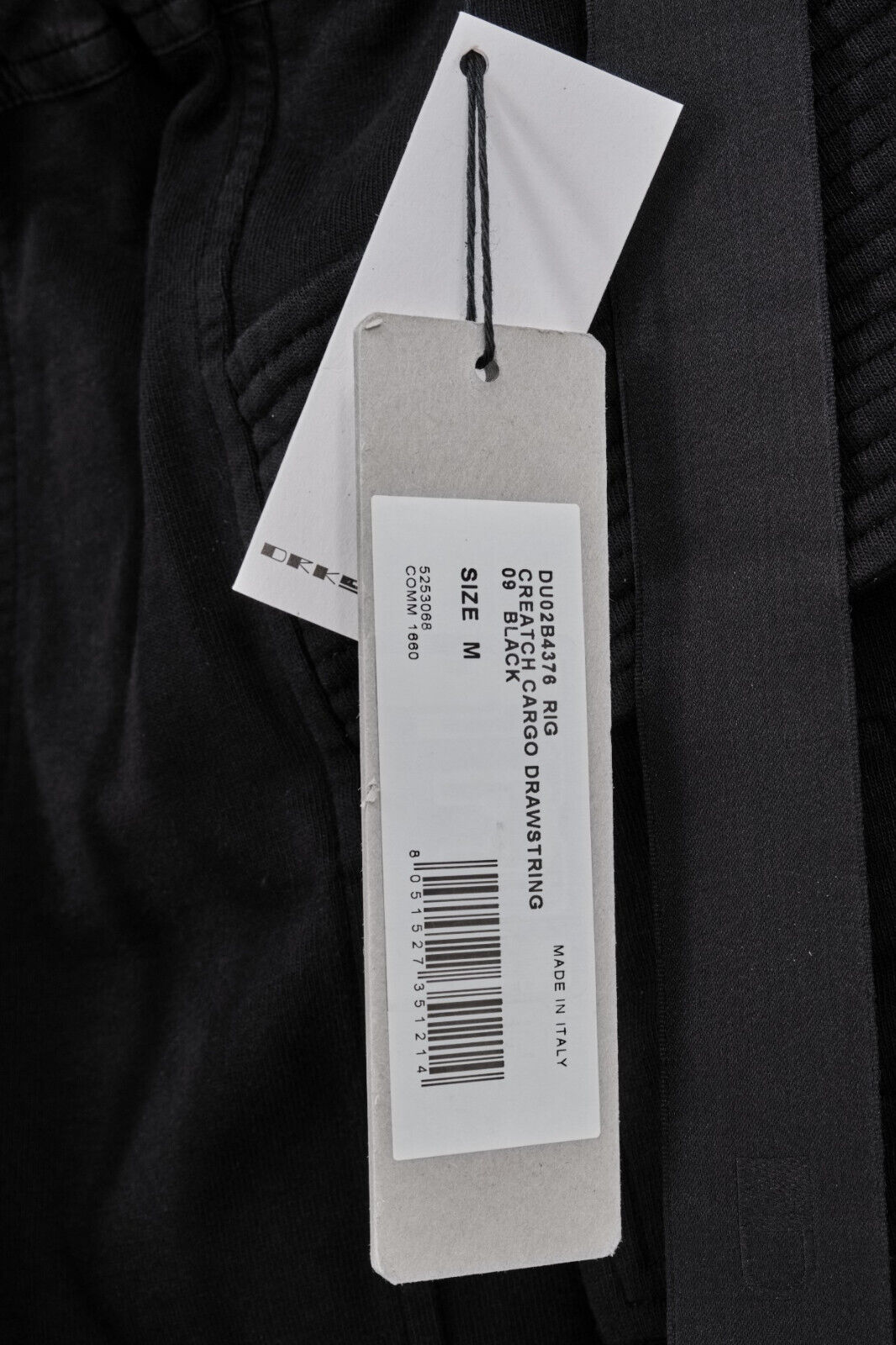  BNWT Rick Owens Drkshdw Cargo Creatch Cotton Pants in Black - 9