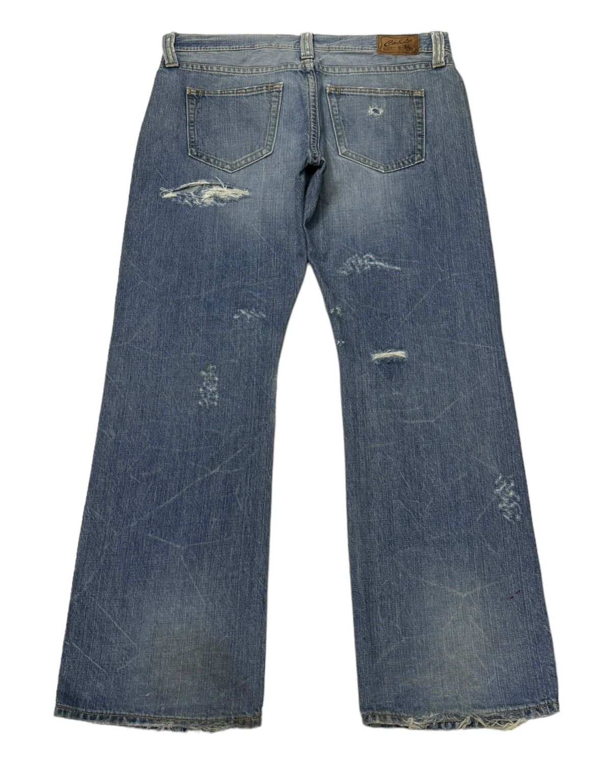 Archival Clothing - VINTAGE CO&LU THRASHED DISTRESS RIPS BAGGY FLARE JEANS - 2