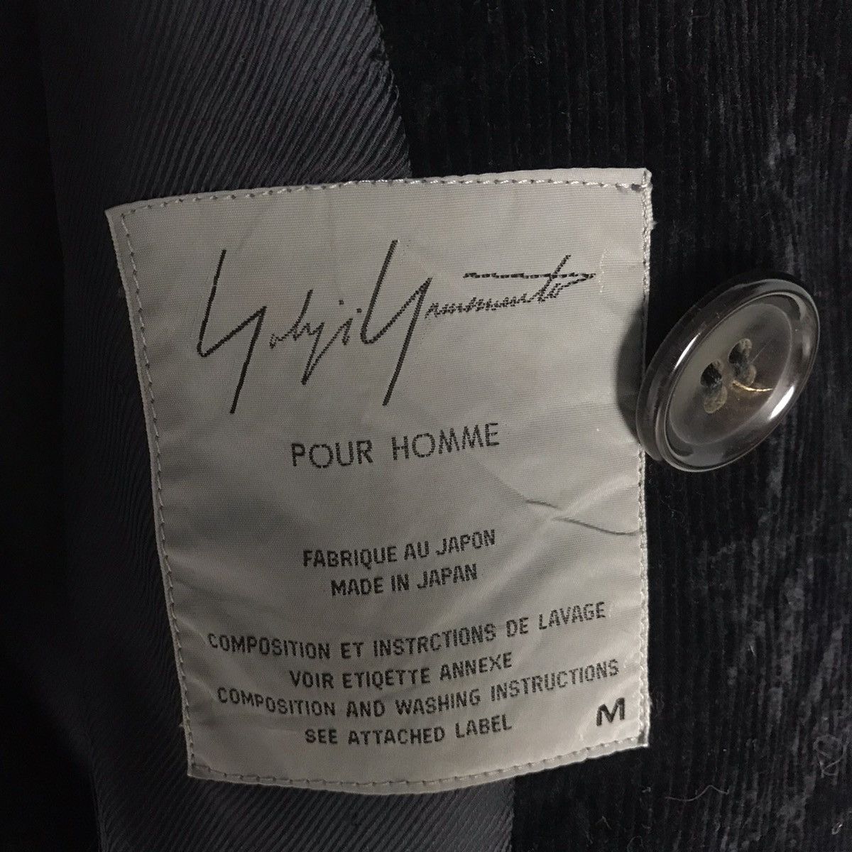 Yohji Yamamoto pour homme oversize black curdoroy coat - 2