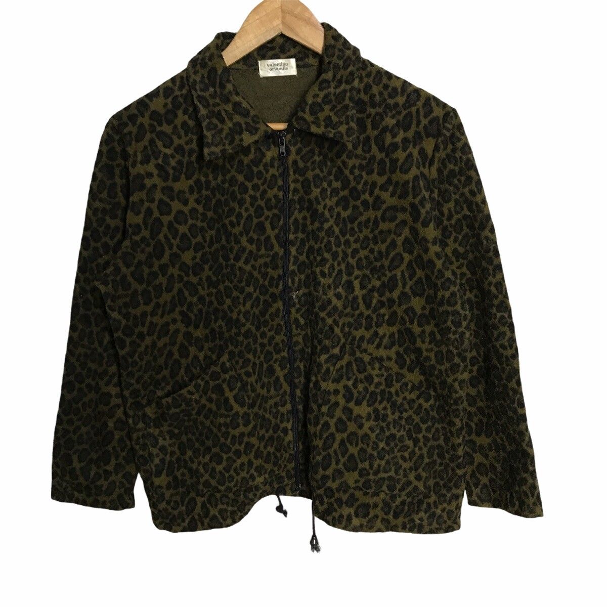 Valentino Orlandis leopard print zipper fleece jacket - 1