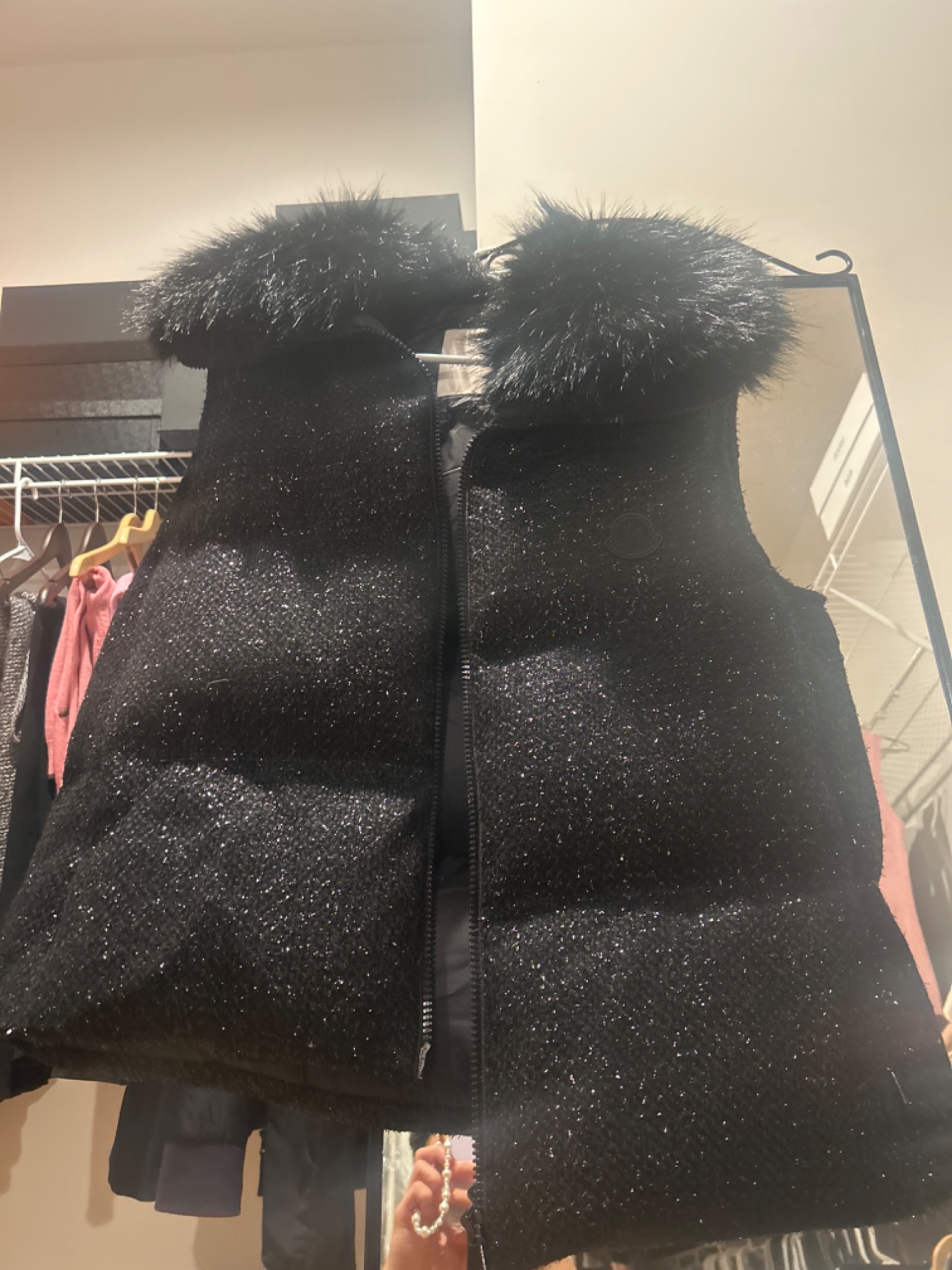 Moncler Faux Fur Padded Gilet Vest Black Size 1 - 2