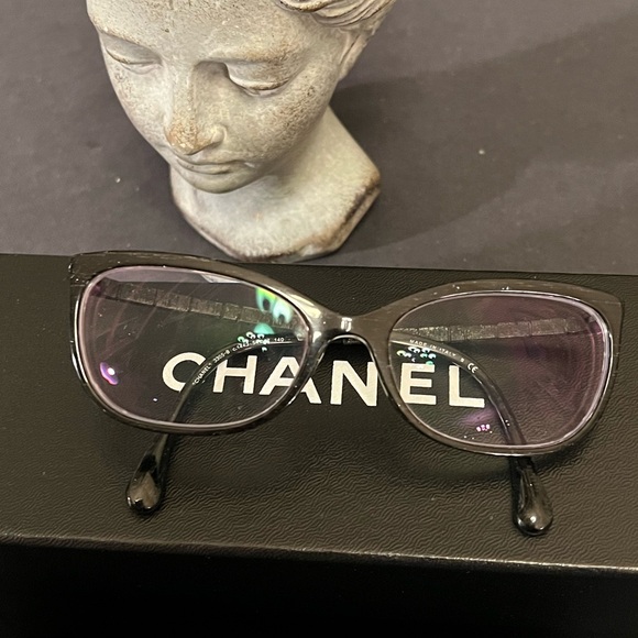 Chanel Women's Swarovski Jeweled Eyeglasses 3305 B c.1443 54mm Sparkle Black GUC - 9