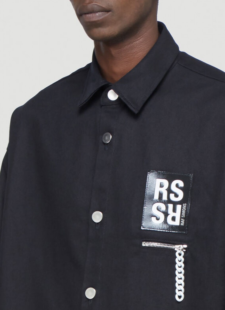 Oversized Denim Shirt in Black - 4