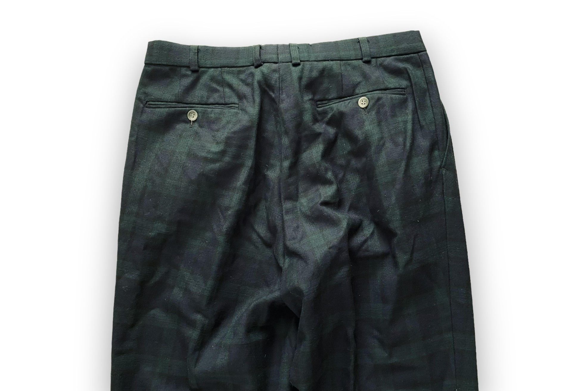 Burberry Pants Tartan Black Watch Check Vintage Green Retro - 6