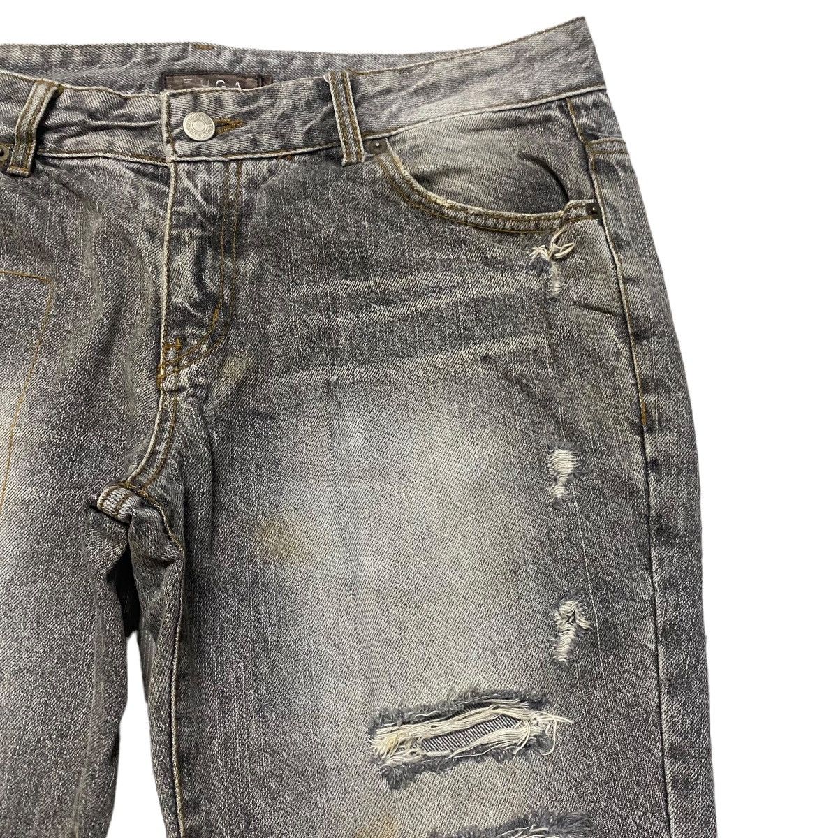 FUGA Distressed Denim Flare Jeans - 5