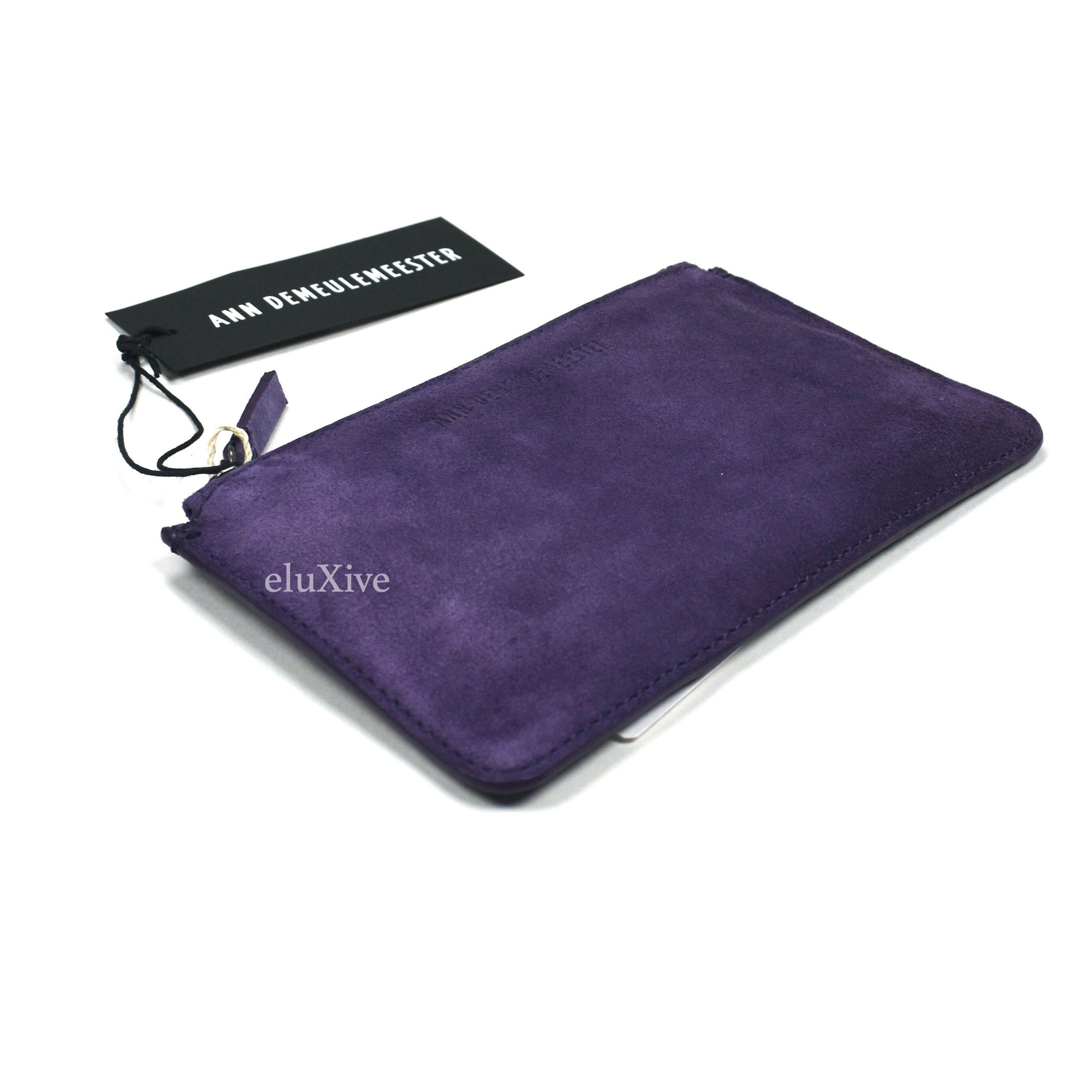 Purple Suede Logo Embossed Zip Wallet Pouch NWT - 4