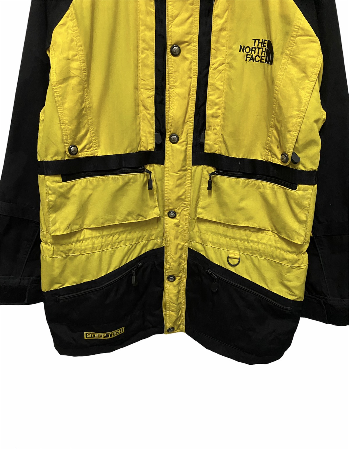 THE NORTH FACE STEEP TECH DOWN JACKET, GREY, TNF BLACK & YELLOW