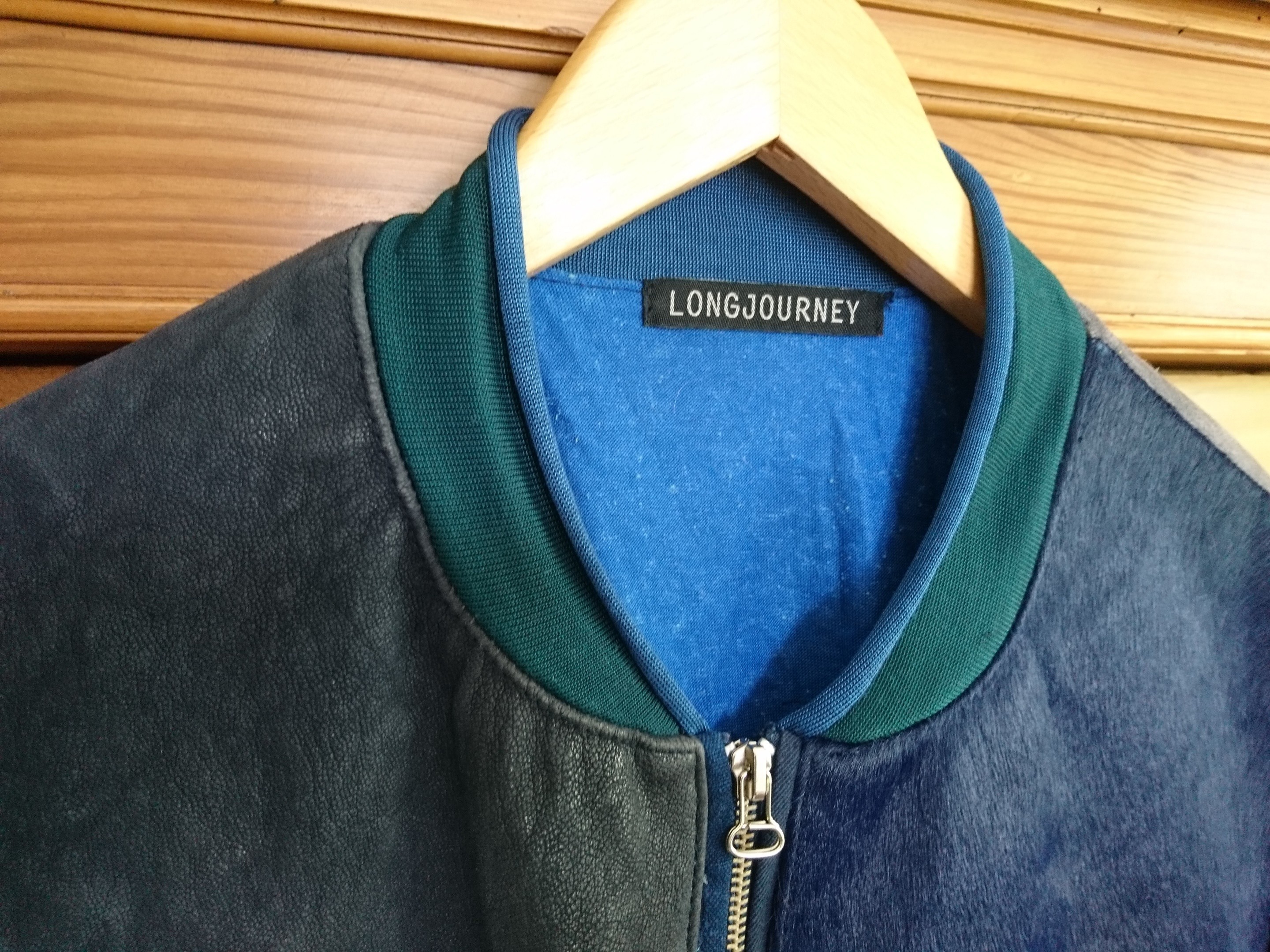 Longjourney - Rare Patchwork Leather Horsehair Cotton Bomber Jacket S M L - 6