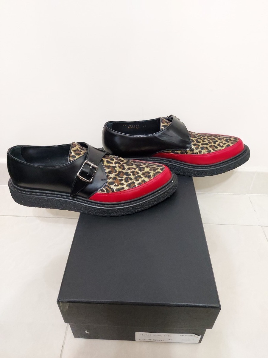 Hedi Slimane - FW14 AW14 Leopard Lurex Monk Black Red Creeper - 3