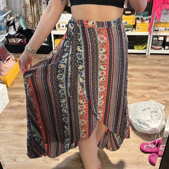 whoami Printed Asymmetrical Maxi Wrap Skirt (AUS Brand) - 8