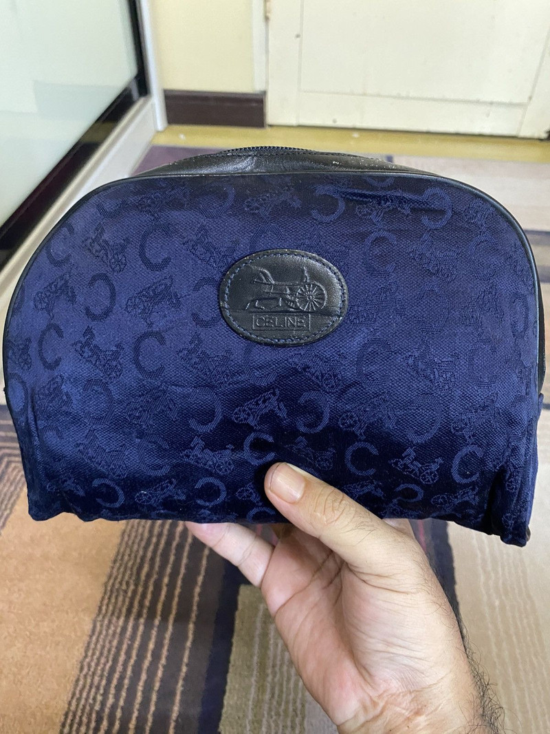 CELINE x Noevir Monogram Cosmetic Pouch Clutch Navy Blue - 1