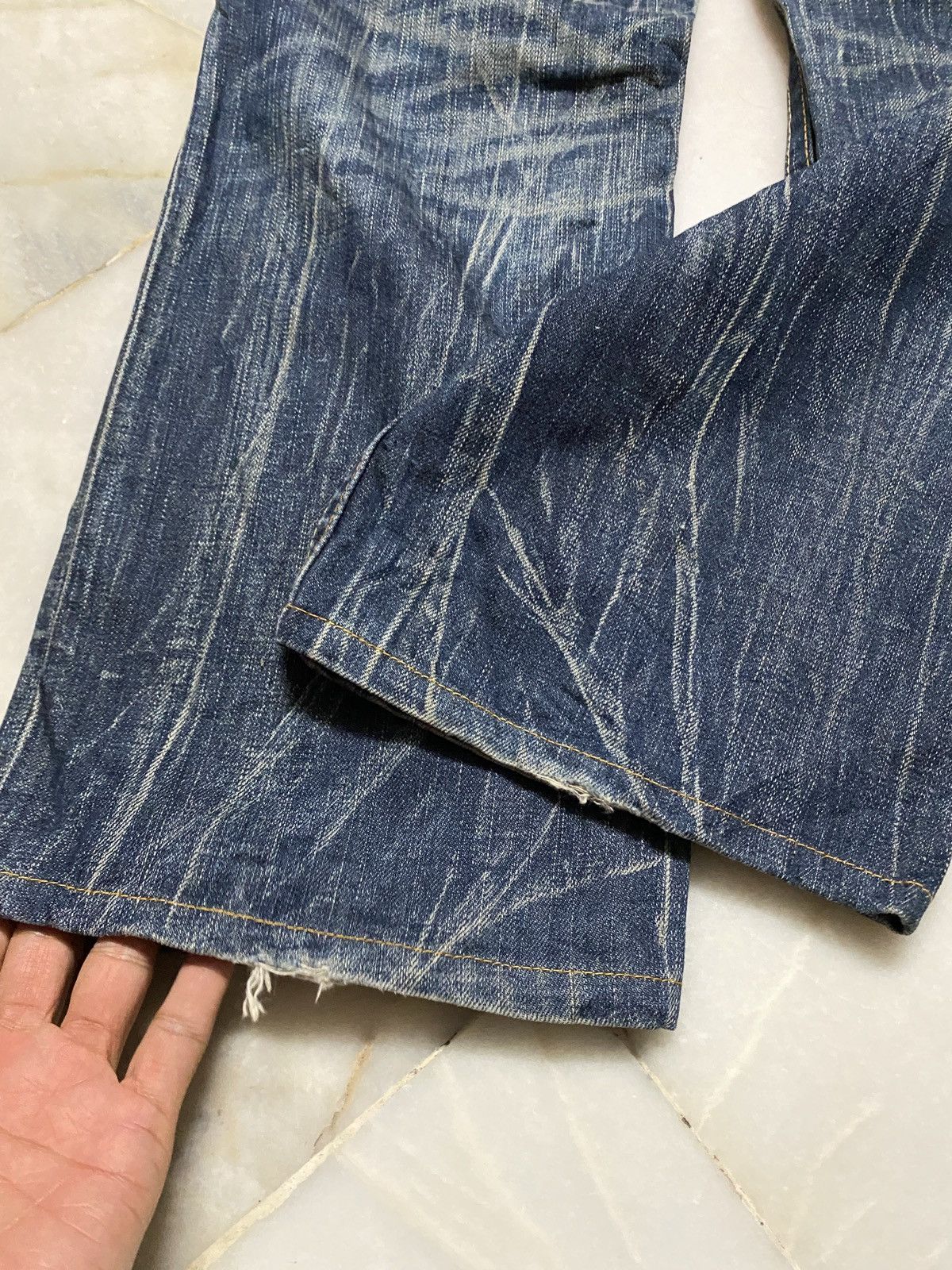 💥FLARE💥VINTAGE 707 LEVIS CARGO POCKET DISTRESS STONE FADED - 16