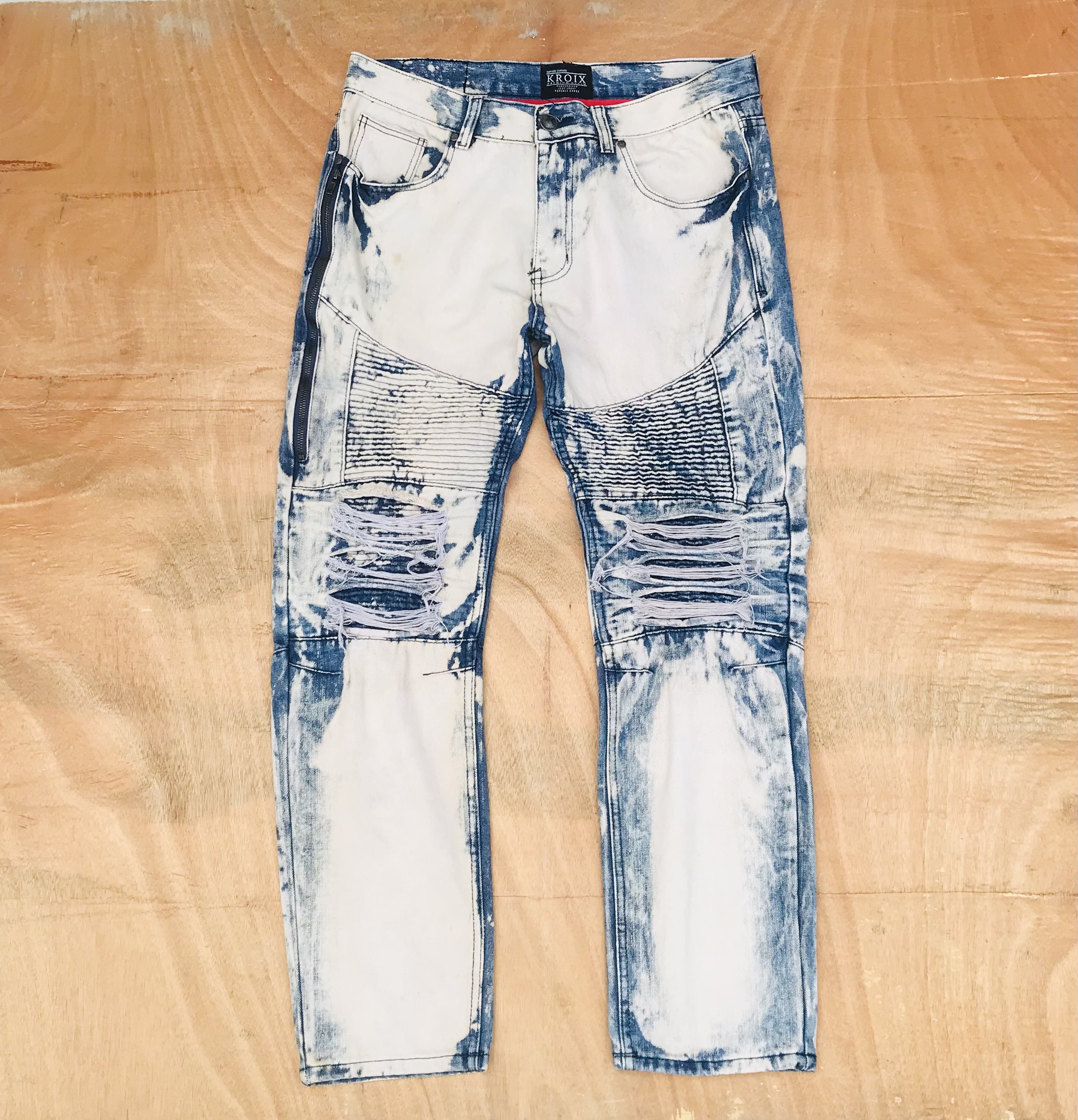 Distressed Denim - Kroix Distressed biker bleach jean Balmain biker inspired - 1