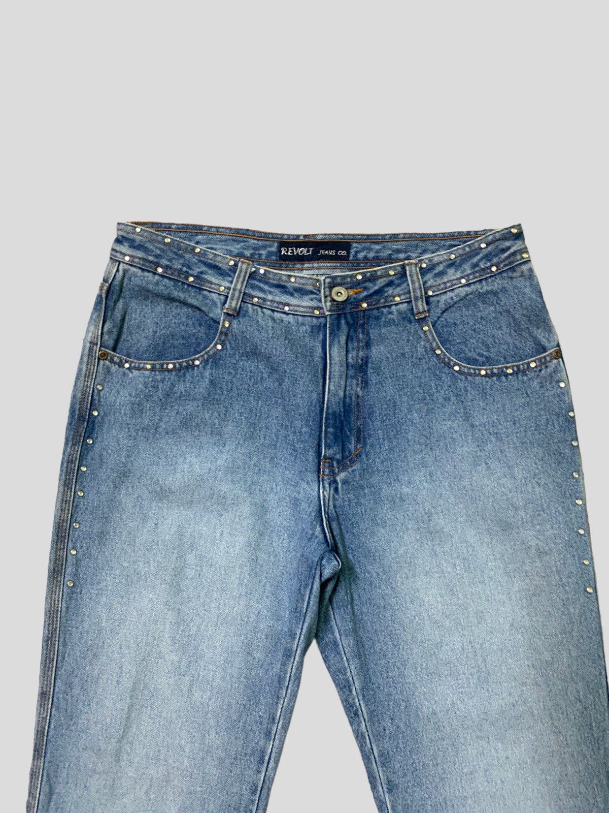 Vintage - Flared REVOLT Stud Design Boot Cut Denim s45k - 5