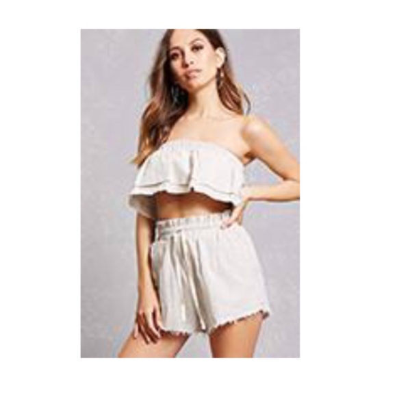 etophe studios - Linen Style Short + Ruffle Bandeau Matching Set - 1