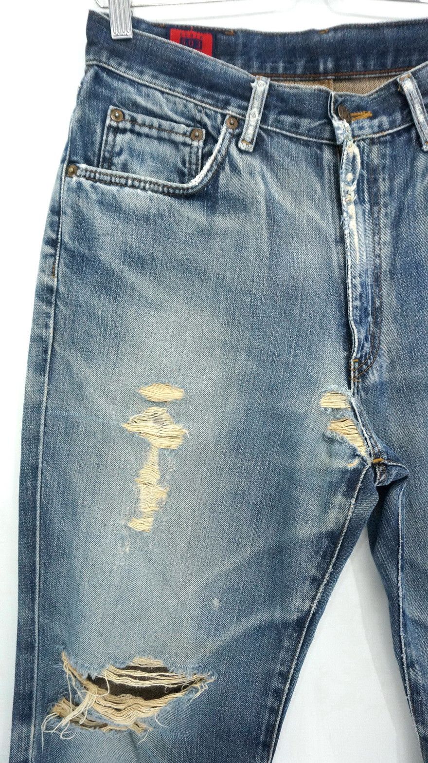 Dope EDWIN 503 Vintage Distressed Blown Knee ThrashJeans - 4