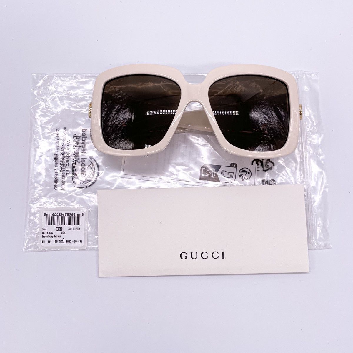 NEW GUCCI GG1402S 004 WOMEN WHITE SQUARE SUNGLASSES - 9