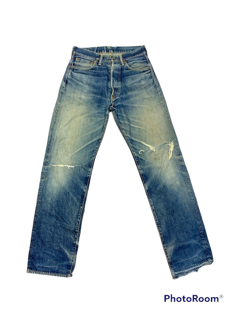 VTG EVISU NO.2 LOT 2000 SELVEDGE DISTRESSED DESTROYED JEANS - 1