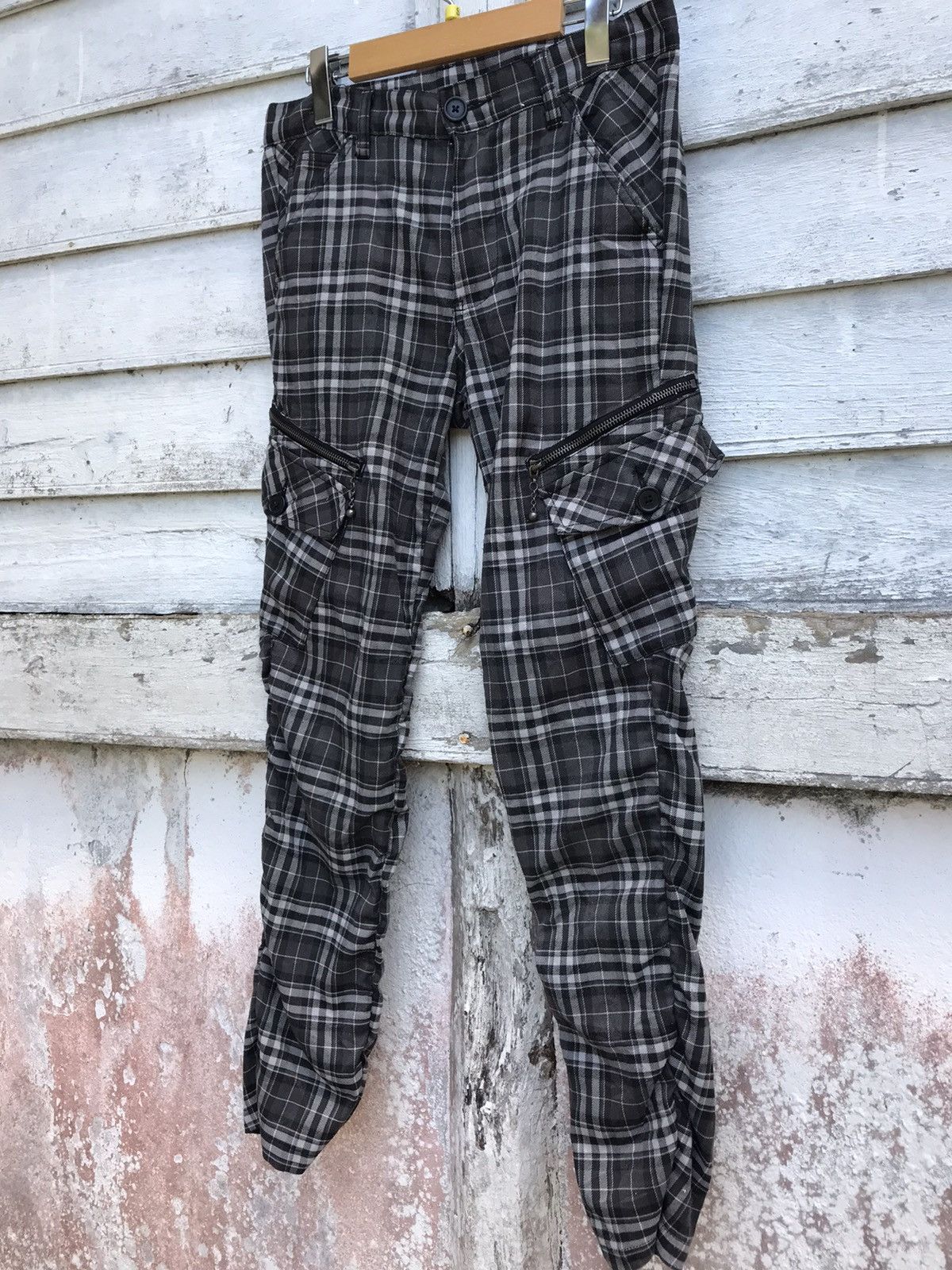 Japanese Brand - DoubleFocus Plaid Tartan Bondage Cargo Skinny Pant - 2