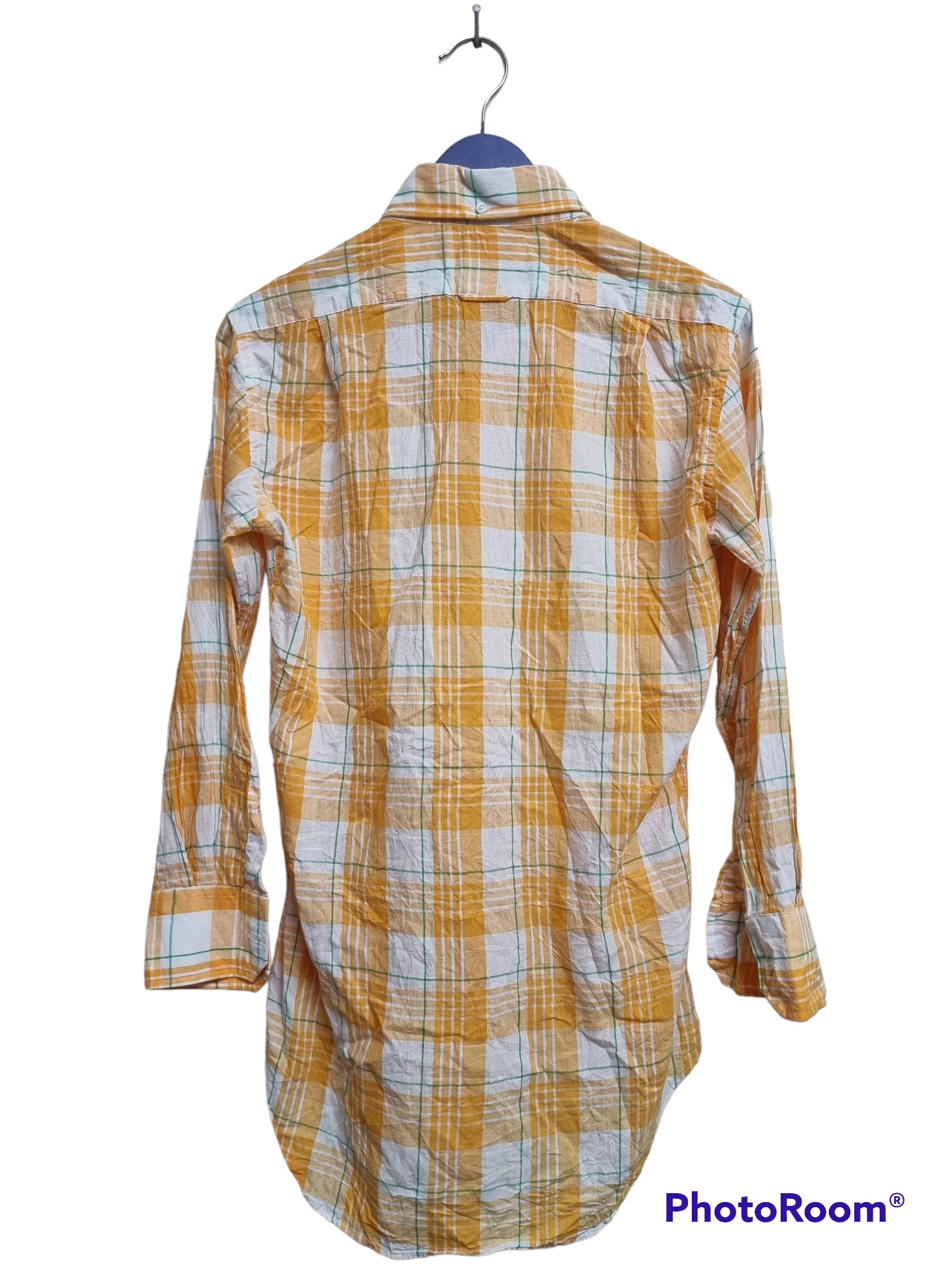 Thom Browne yellow cotton plaid button up shirt - 2