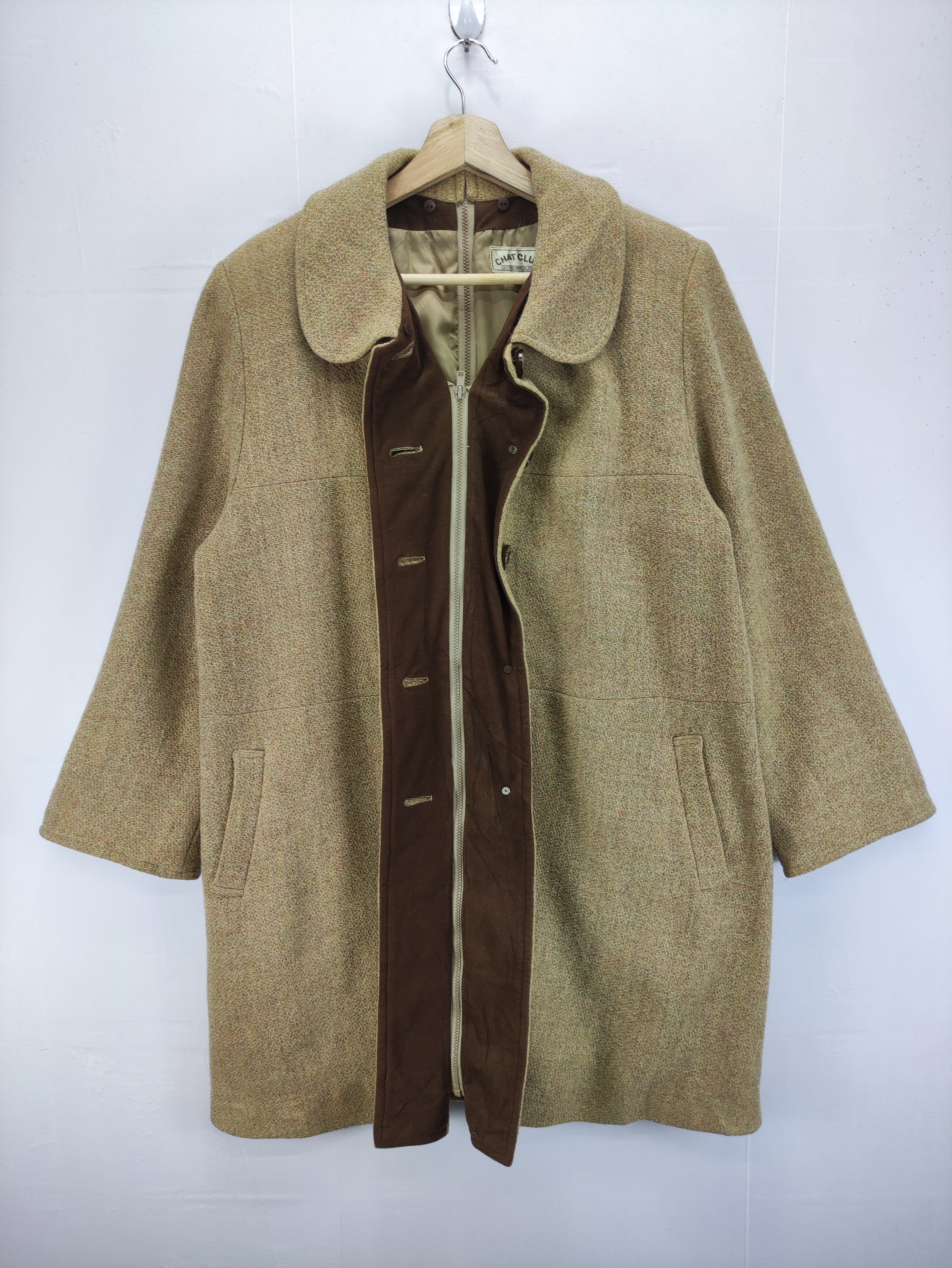 Vintage Wool Jacket Button Up Zipper By Chat Club - 4