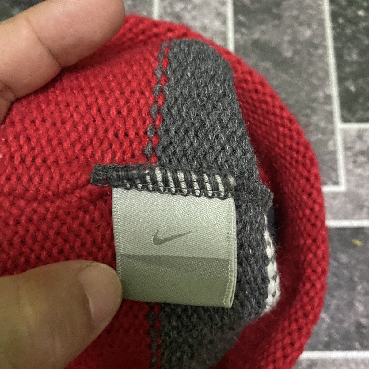 Vintage Nike Beanie Hat Red/white/grey Colour - 7
