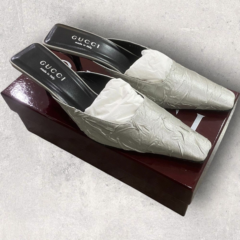 Gucci Silver Fabric Mule 55mm - 1