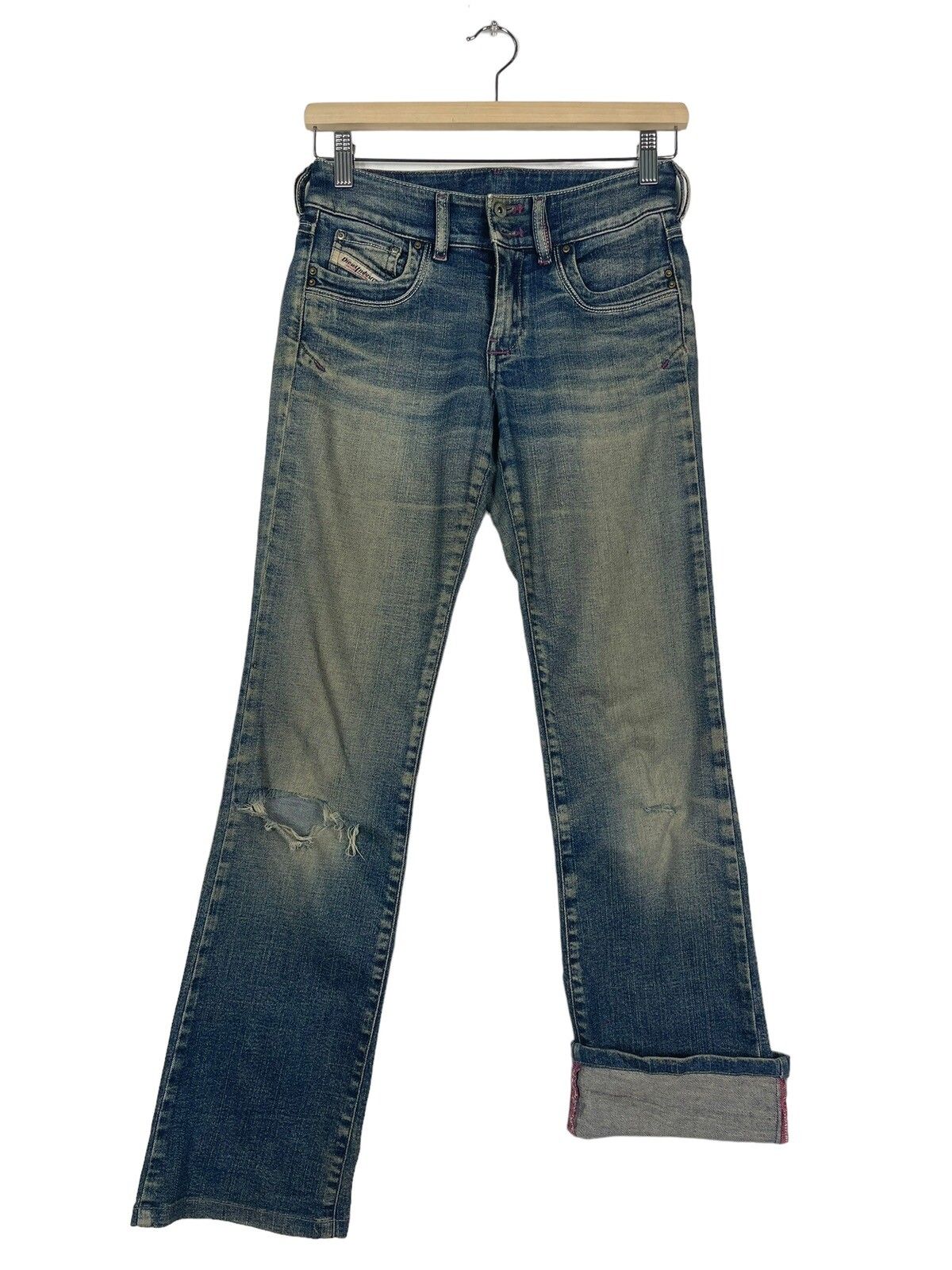 Diesel High Waist Bootcut Ripped Jeans - 9