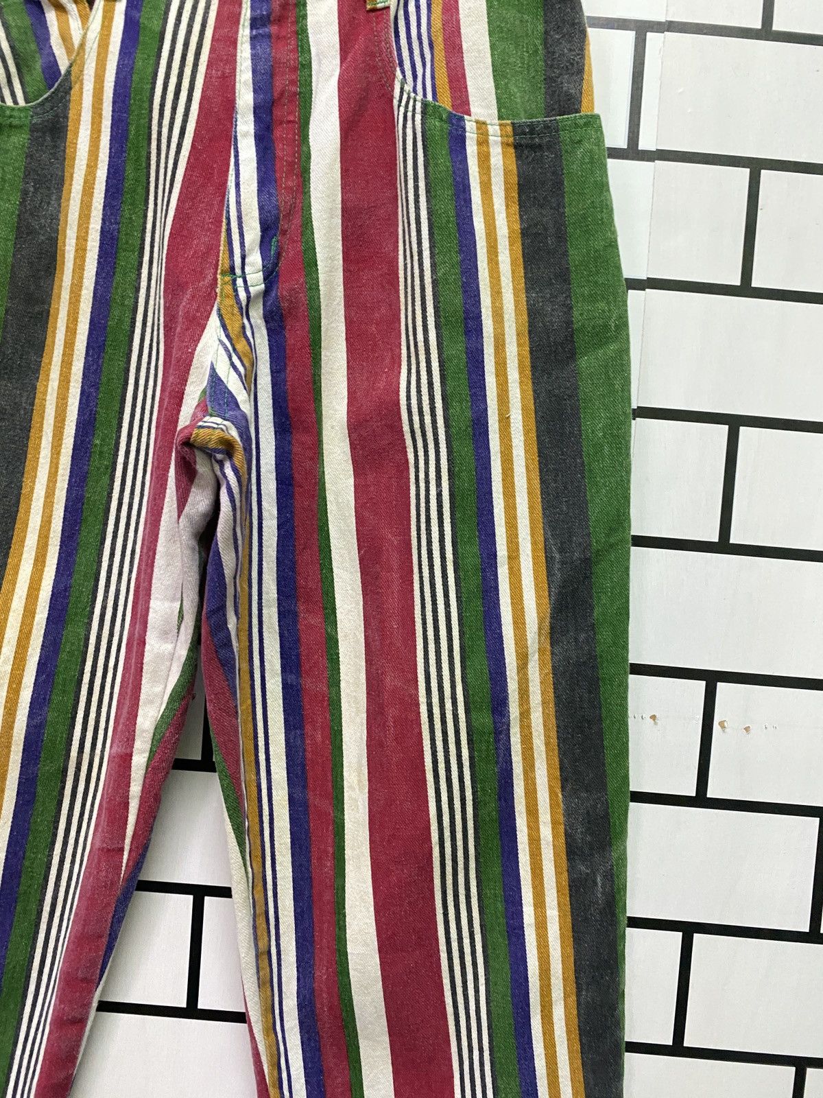 Vintage Striped Multicolour Baggy Pants - 9