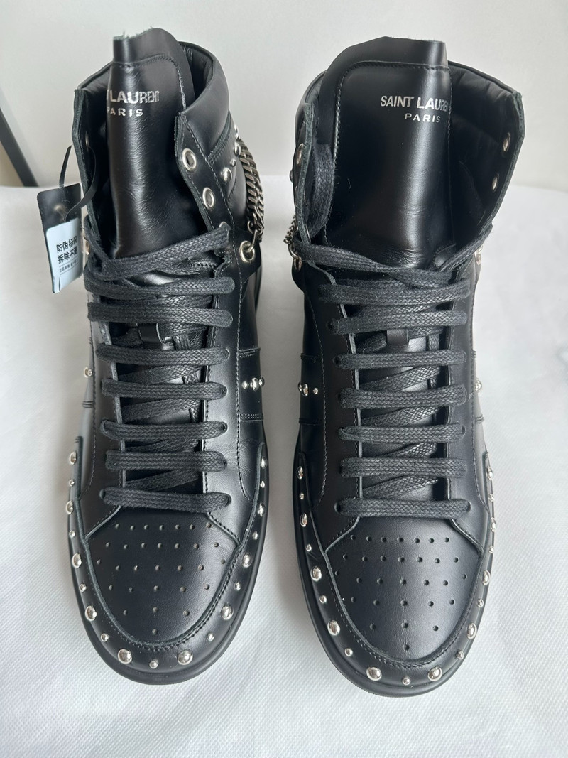 Saint Laurent Paris  high-top studded black sneakers - 1