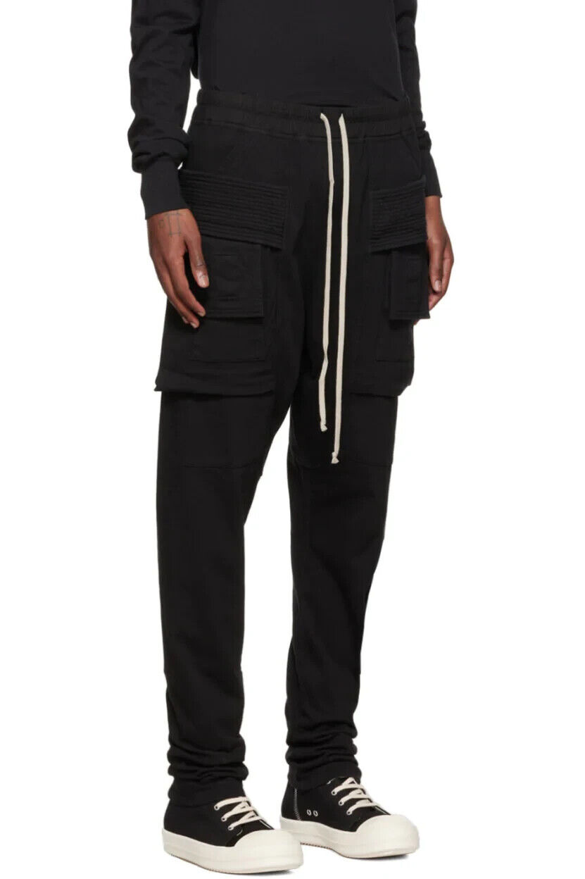  BNWT Rick Owens Drkshdw Cargo Creatch Cotton Pants in Black - 12