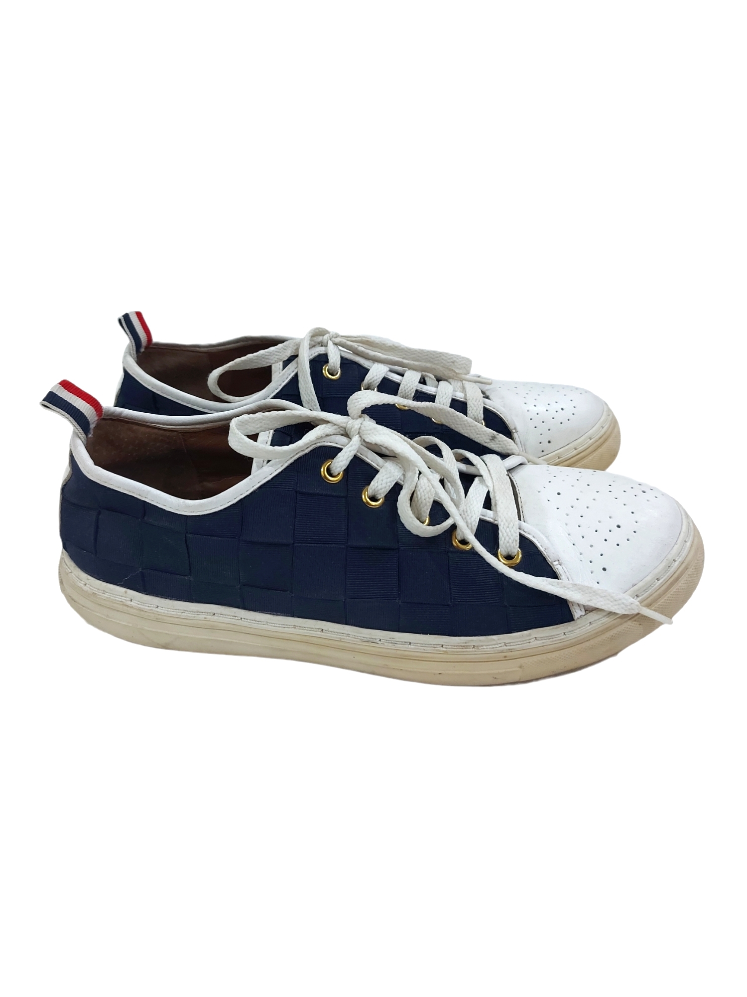 THOM BROWNE WOVEN NAVY SNEAKERS - 3